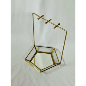 Miroir moderne de luxe en métal doré plateau de présentation de bijoux design personnalisable fait à la main accessoires pour femmes conteneur de bijoux - Product Image 5