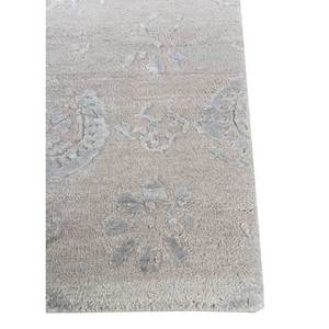 Tapis en laine et soie de bambou noué à la main du Fardeau-oriental, motif médaillon gris et noir pour usage domestique - Esk-666 - Product Image 4