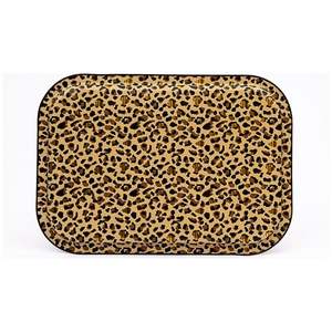 Grand plateau rectangulaire en bois imprimé léopard doré de 285x400mm, élégant plateau de service moderne avec forme carrée décorative - Product Image 3