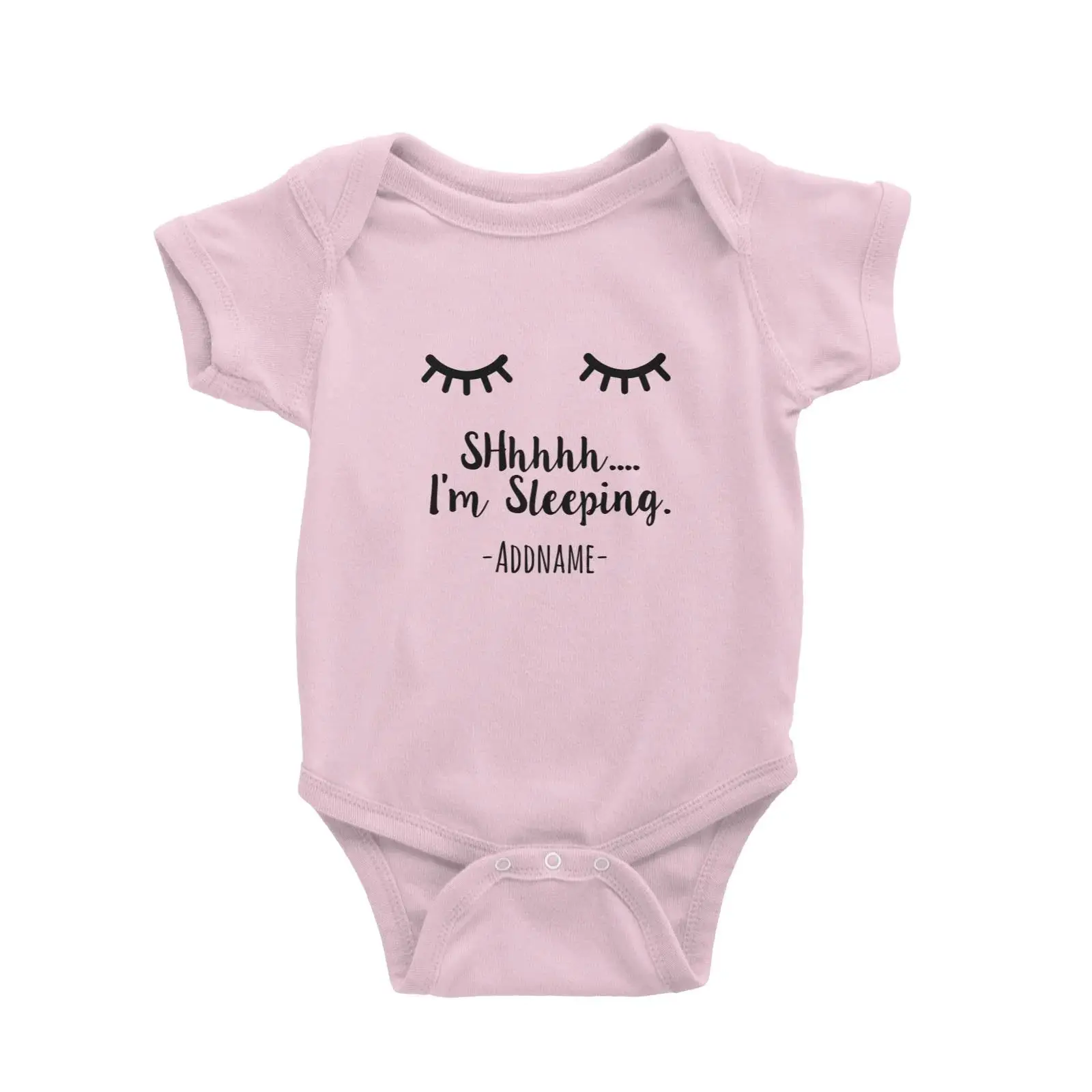 Sleeping Eyes with Lashes Shh I'm Sleeping Add Name Baby Romper Personalizable Designs Basic Newborn