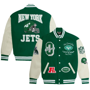 Hip Hop Varsity Jacket Vintage Bordado Letterman Chaqueta de béisbol para hombre - Product Image 1