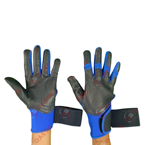 Gants de frappeur en cuir combo noir et bleu pour les joueurs de baseball Prix bon marché Protection des mains Gants de frappeur de baseball - Product Image 1