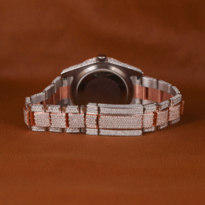 Montre de luxe en chiffres arabes glacés montre Hip Hop en diamant pour hommes montre-bracelet de style rappeur en acier inoxydable or rose - Product Image 3