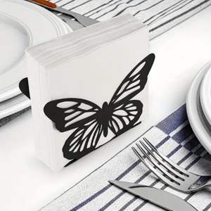 Diseño de mariposa moderno Decoración de mesa Restaurante de metal Comedor Dispensador de pañuelos independiente Servilletero de hierro - Product Image 3