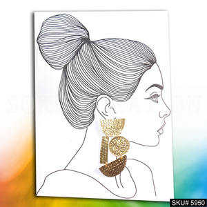 Boucles d'oreilles pendantes et tombantes SOKU pour femme, plaquées or, faites à la main, design tendance, pour anniversaire - SKU5950 - Product Image 5