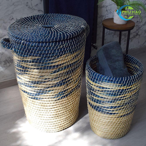 Cesta de lavandería de ratán de jacinto de agua con encanto rústico con asa para almacenamiento versátil organizador de lavandería Vietnam - Product Image 6