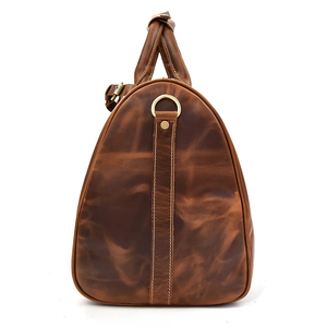 Custom LOGO Genuine Suede <b>Leather</b> Travel Duffel Large Capacity Unisex Weekender <b>Overnight</b> <b>Bag</b> with Portable Zipper Closure - Product Image 3