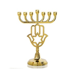 วินเทจคลาสสิกเจ็ดสาขาทองเหลืองแข็ง Menorah อิสราเอลเยรูซาเล็มทำด้วยมือเจ็ดสาขา - Product Image 2