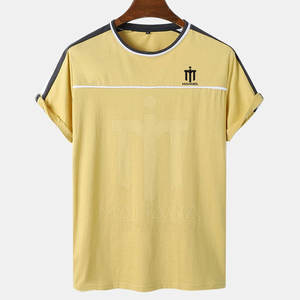 Última camiseta de moda para hombre con logotipo impreso personalizado, ropa de calle con ribete de contraste, 100% algodón, nuevo diseño - Product Image 1