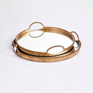 Intricate border brass serving tray with a rich golden touch <b>for</b> spiritual altars wedding <b>decor</b> or elegant gifting - Product Image 1