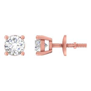 Elegante 1,00 Ct E VVS1 Lab Grown Round Cut IGI Diamond Stud Pendientes 14K Oro sólido Estilo clásico - Product Image 1
