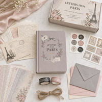 Kit de démarrage LABON pour journal créatif A5 personnalisé « Lettres de Paris », carnet à couverture rigide pour le bureau, l'école, le journalisation, les voyages, les affaires, ou comme cadeau