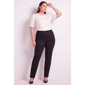 Pantalones de acero de gran tamaño, negros, con diseño de tubo y dobladillo. - Product Image 3