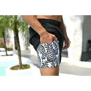 Bañador para hombre, pantalones cortos con forro de compresión, traje de baño de tela de secado rápido, traje de baño de cintura media, pantalones cortos estampados para hombre - Product Image 6