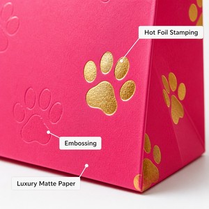 Bolsas de Regalo <span class=keywords><strong>Fucsia</strong></span> Impresas Personalizadas con Estampado de Huella Dorada para Fiestas de Mascotas, Empaque de Regalo al por Mayor, Papel Mate de Lujo con Estampado en Relieve - Product Image 3