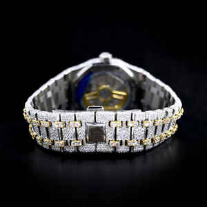 Reloj de lujo analógico automático de acero inoxidable de alta calidad Batería de larga duración VVS Clarity Moissanite Diamond Fashion Antique - Product Image 3