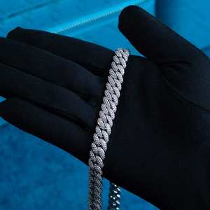 Juego de puntas de diamante de moissanita VVS de 10mm, certificado de diseño Popular, cadenas de eslabones cubanos de Miami para hombres, chapado en rodio para compromiso - Product Image 2