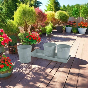 กระถางขนาด25ซม. 3ใบพร้อมถาดขนาด11ซม. สำหรับต้นไม้และดอกไม้สำหรับใช้ในสวนและในบ้าน - Product Image 3