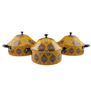 Juego de calentador de comida Floral de olla caliente de diseño elegante, 3 uds., platos para servir buffet recubiertos de esmalte para el hogar y el banquete, el mejor precio - Product Image 6