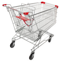Chariot de courses commercial double couche en promotion – Design asiatique, livraison directe de Chine pour supermarchés et centres commerciaux, facile à utiliser