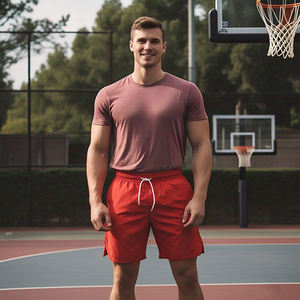 Pantalones cortos de cintura alta con cordón para hombre, gimnasio, entrenamiento físico, 100% algodón, poliéster, pantalones cortos para hombre - Product Image 6