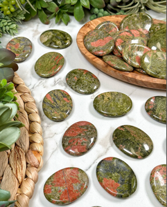 หินเทอร์โมสโตนสำหรับนวดรักษาด้วยคริสตัลหินโมราแบบ unakite หินธรรมชาติ - Product Image 5