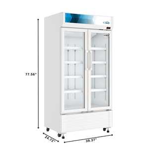 Refrigerador Comercial de Dos Puertas de Vidrio de 39 Pulgadas Blanco 21.9 Cu. Capacidad en Pies Cuadrados Ajustable, Doble Temperatura, Sin Escarcha - Product Image 5