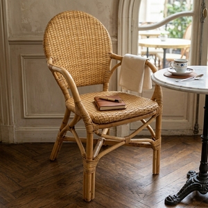 Modern Durable Rattan Dining <b>Chair</b> Armrests <b>Legs</b> Minimalist Design Eco-Friendly Indoor/Outdoor Furniture Stable Dining - Product Image 4