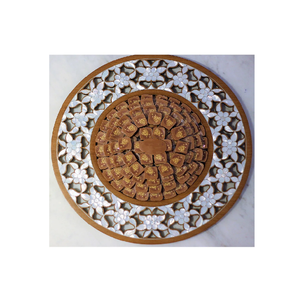 Assiette à chocolat Wood & MOP de haute qualité Design tendance Assiette à salade en bois Assiette à dessert de forme ronde de qualité exclusive - Product Image 5