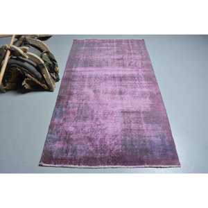 พรมตุรกีวินเทจ ขนาด 3.6x6.4 ฟุต พรมสีพื้นประดับชมพู - Product Image 1