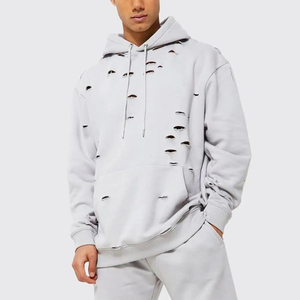 Low MOQ Streetwear Men's Regular Fit <b>Zipper</b>-Up Breathable Acid Wash Cotton Heavyweight Distressed Winter Hoodie - Product Image 1