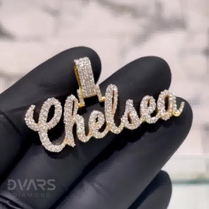 Colgante de Letra VVS1 Moissanite, Estilo Hip Hop, Personalizado con Nombre en Cursiva, Plata de Ley 925, Chapado en Oro, Colgante de Lujo - Product Image 5