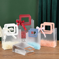Sac en PP transparent avec poignée carrée, 4 tailles, pour fleurs, shopping, anniversaire, mariage, fête, sac cadeau en PP clair avec poignée