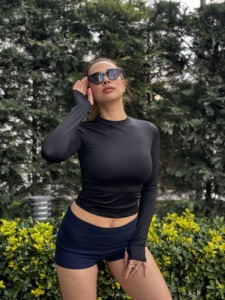 เสื้อยืดออกกำลังกายแขนยาวของผู้หญิงระบายอากาศได้ดีเสื้อใส่เล่นโยคะวิ่งขี่จักรยานใส่ลำลองเข้ารูปมีโลโก้ด้านหน้า - Product Image 2