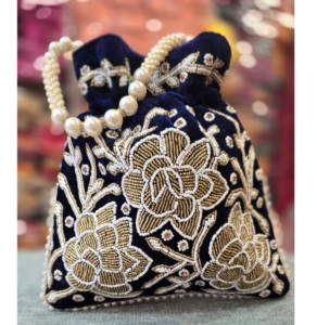 Hecho a mano hermosa flor India espejo trabajo bordado Mini moda Potli bolsa para mujeres para boda y regalo - Product Image 2