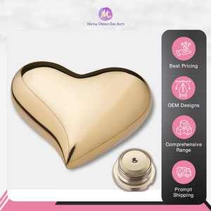 ของตกแต่งงานศพทำจากทองเหลืองรูปหัวใจสีทองเป็นของชำร่วยสำหรับขี้เถ้าของผู้ใหญ่ดีไซน์หรูหราระดับพรีเมียม - Product Image 3
