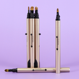 Juego de Brochas de Maquillaje de la Serie 1 CLICKA, Hecho en Corea, Duradero, Color Dorado, con Tapa Retráctil Patentada, Ideal para Viajes - Product Image 6
