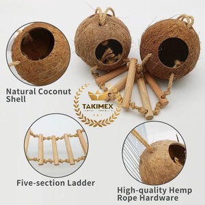 Venta al por mayor 100% cáscara de coco natural sostenible y respetuoso con el medio ambiente forma redonda Coco pájaros nido portador y casas a bajo precio - Product Image 5