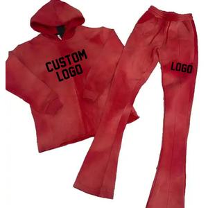 Tendance produit 100% coton unisexe épais polaire jogging pull à capuche et pantalon empilé survêtement Streetwear Casualwear - Product Image 5