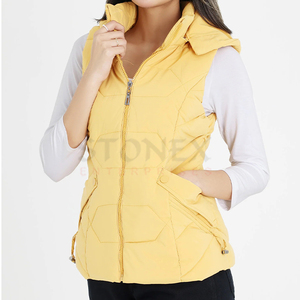 Top corto sin mangas con cremallera para mujer, chaleco acolchado informal de invierno, cómodo tejido de algodón, tejido transpirable - Product Image 1