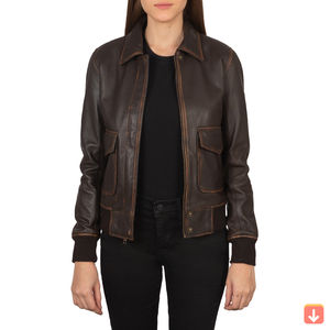 Venta al por mayor señoras chaqueta de cuero de oveja auténtica señoras recortada estilo bombardero moda Primavera chaqueta de cuero auténtico mujeres OEM - Product Image 4
