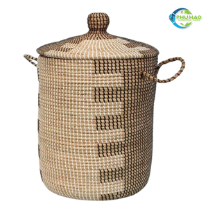 PANIERS DE STOCKAGE EN BAMBOU de récolte rustique avec des motifs de fleurs traditionnels Panier de rangement de fruits artisanal Panier cadeau - Product Image 2