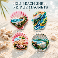 Imanes de Resina 3D Personalizados de la Playa de Jeju, Imán de Refrigerador con Paisaje de Conchas Marinas para Viajes, Venta Minorista y Comercio de Recuerdos