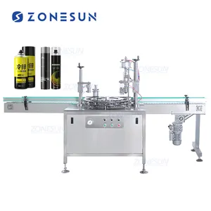ZONESUN ZS-QW1600自动铝锡气溶胶喷漆金属罐瓶液体灌装封盖机