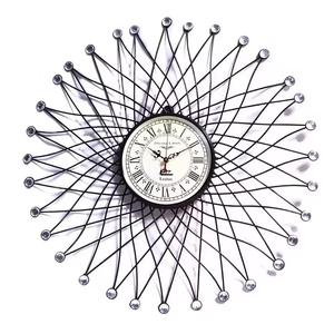 Luxury <b>gold</b> Art Decor Metal Round Mirror <b>Clock</b> Sparkle large wall watch Metal Grain Tempered Glass Wall <b>Clock</b> - Product Image 6