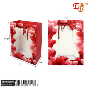 Borsa regalo a cuore con finestra aperta 13 \ "X8.6 \" X18 \ "72 pz/CS per forniture per San Valentino - Product Image 1