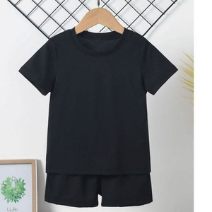 High Quality Casual Two-Piece Short Set for <b>Baby</b> Boys Solid Pattern Plus Size for Summer - Product Image 6