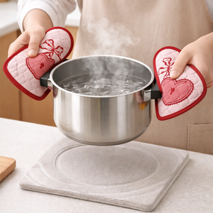 Heat-Resistant Cotton Linen <b>Pot</b> <b>Holder</b> Soft Quick Dry Printed Lace Design <b>Pot</b> <b>Holder</b> Set for Cooking and Baking - Product Image 1