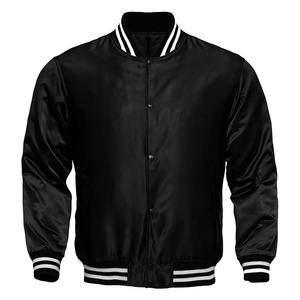 Veste en satin de soie denim noir, vente en gros nouveau design propre veste noire en denim logo, veste en soie denim design hip hop hommes - Product Image 4
