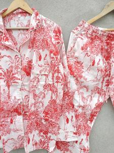 Pyjama fait à la main costume de nuit femmes costume de nuit pyjama ensemble, vêtements de salon de luxe, costume de nuit en coton doux pj ensemble Pj ensemble coton indien - Product Image 2